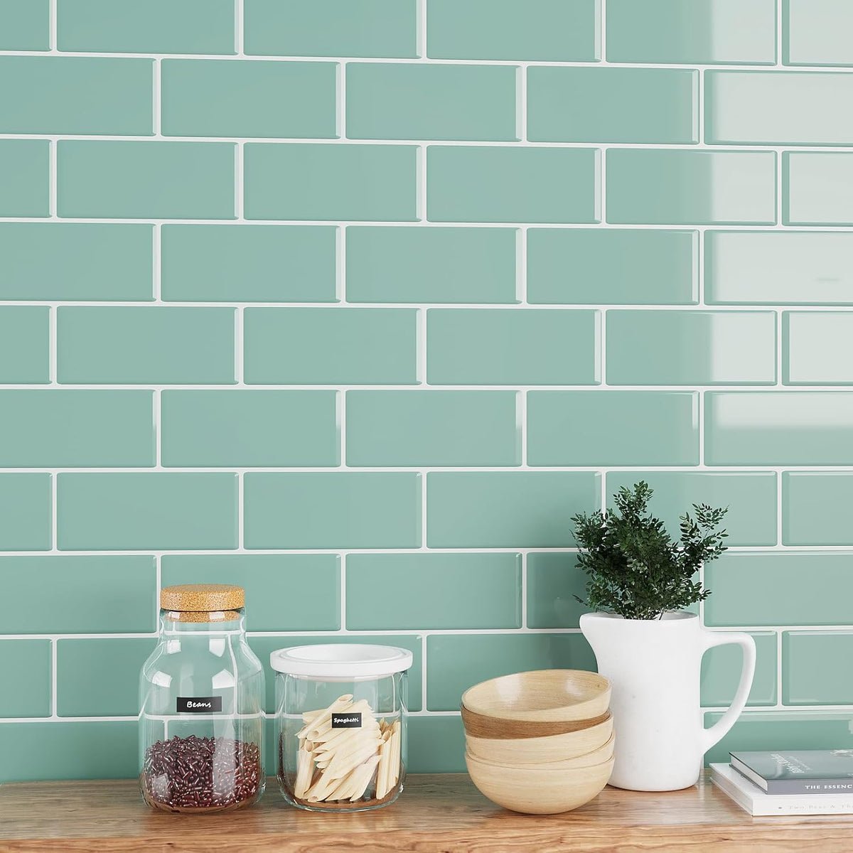 VEELIKE Aqua Green Subway Backsplash Tile – Veelike, image size:1200x1200
