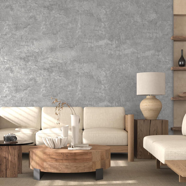VEELIKE Grey Concrete Wallpaper