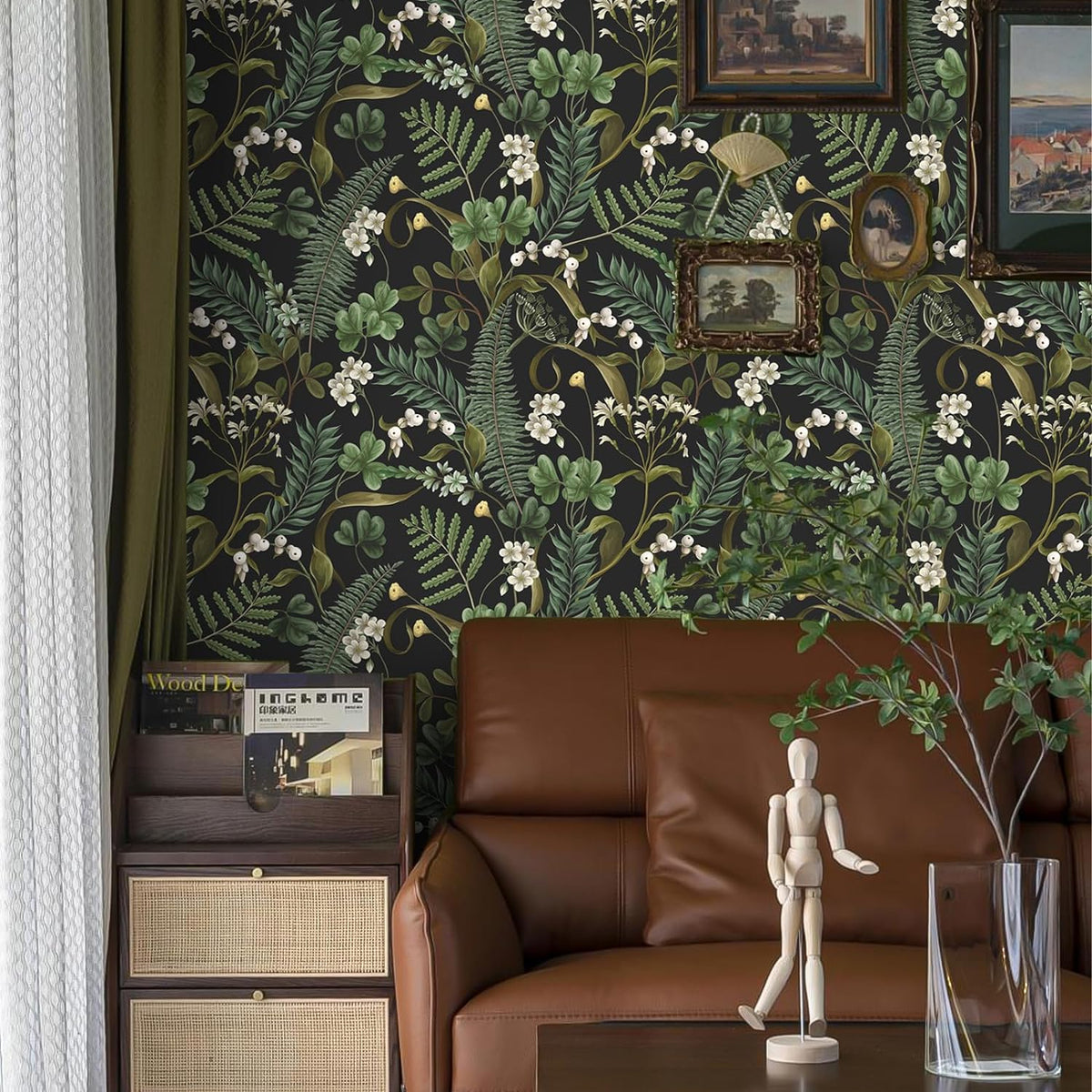 フラワーリース゜・*:.。❁壁掛け VEELIKE Ferns Floral Wallpaper – Veelike