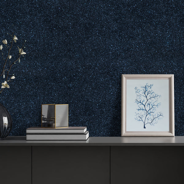     accent-wall-appied-with-black-blue-glitter-wall-covering