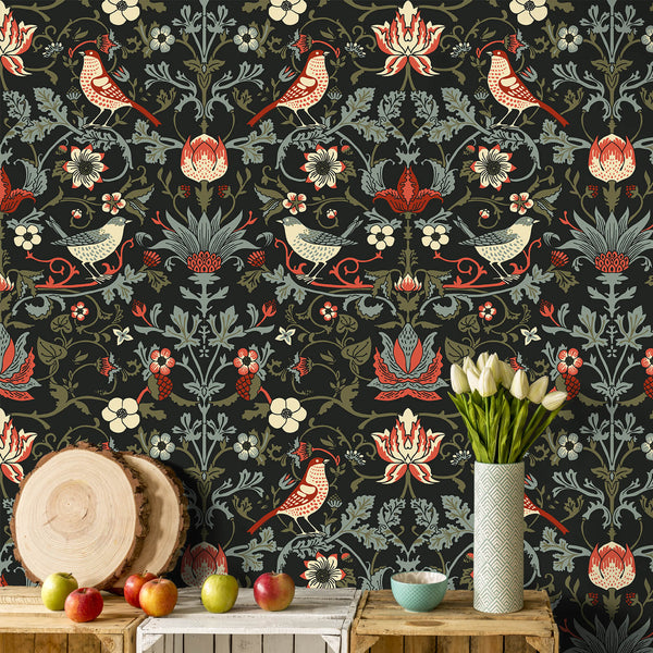 birds-berry-on-black-vinyi-paper-floral-wall-mural
