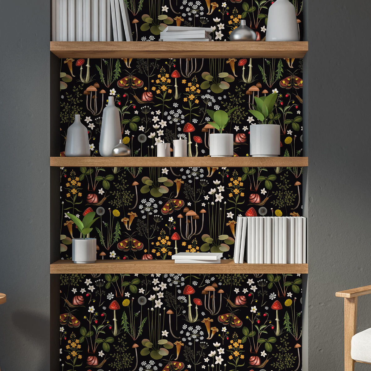 VEELIKE Black Dried Wildflowers Wallpaper – Veelike