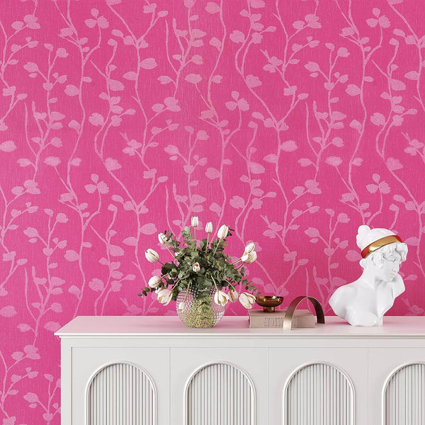 VEELIKE Hot Pink Textured Wallpaper