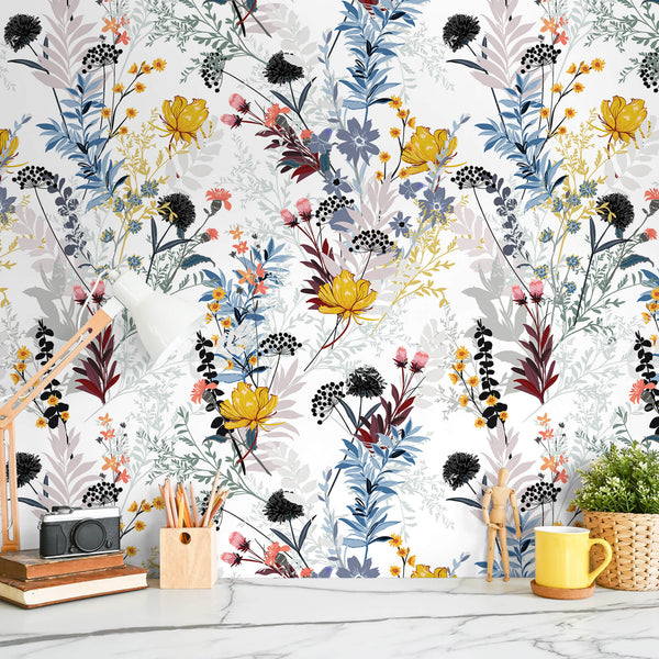    wildflowers-on-white-vinyi-paper-floral-wall-mural