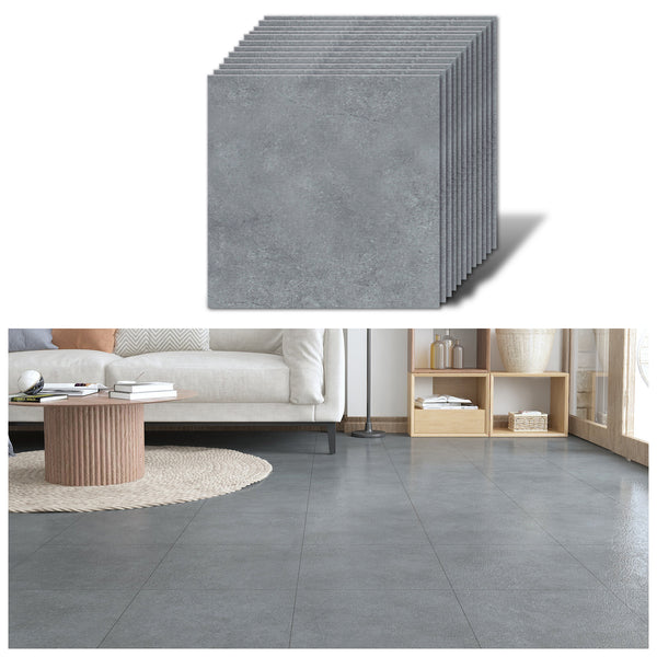 VEELIKE Grey Concrete Vinyl Floor Tiles 12''×12''