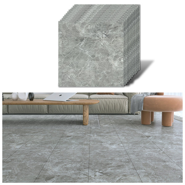 VEELIKE Grey Marble Vinyl Flooring Tiles 12''×12''