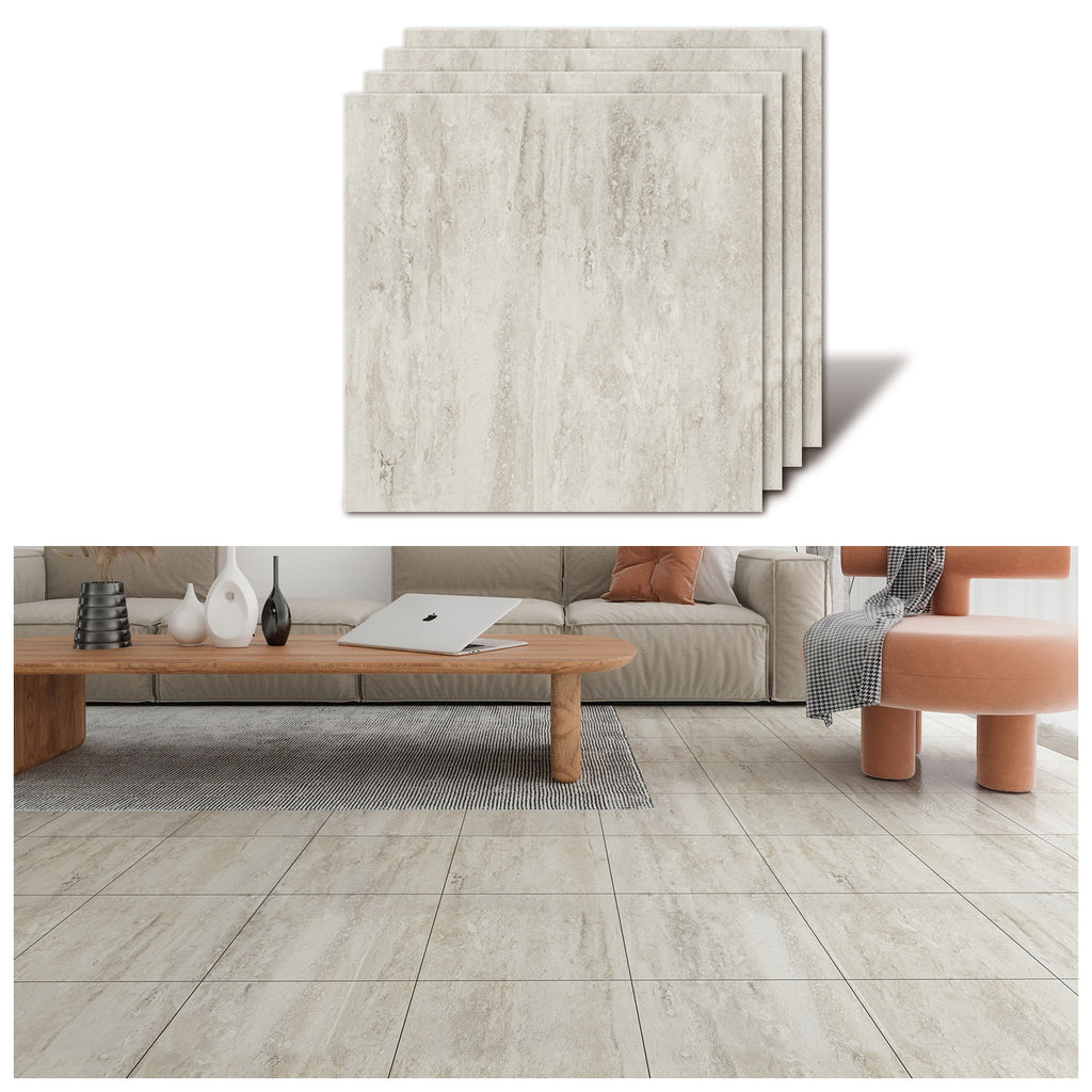 VEELIKE Distressed Concrete Vinyl Floor Tiles 12''×12''