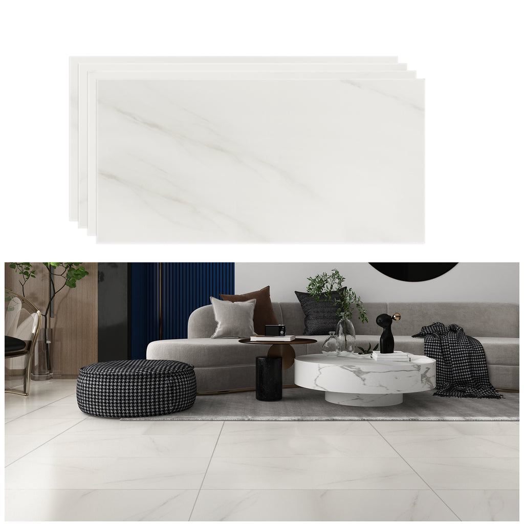 Grey White Marble Floor Tile Stickers 12"*24“ 4 PCS