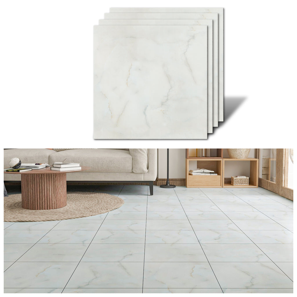 VEELIKE Offwhite Marble Vinyl Floor Tiles 12''×12''