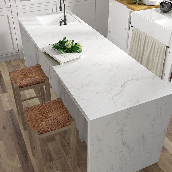 VEELIKE Matte White Grey Marble Contact Paper