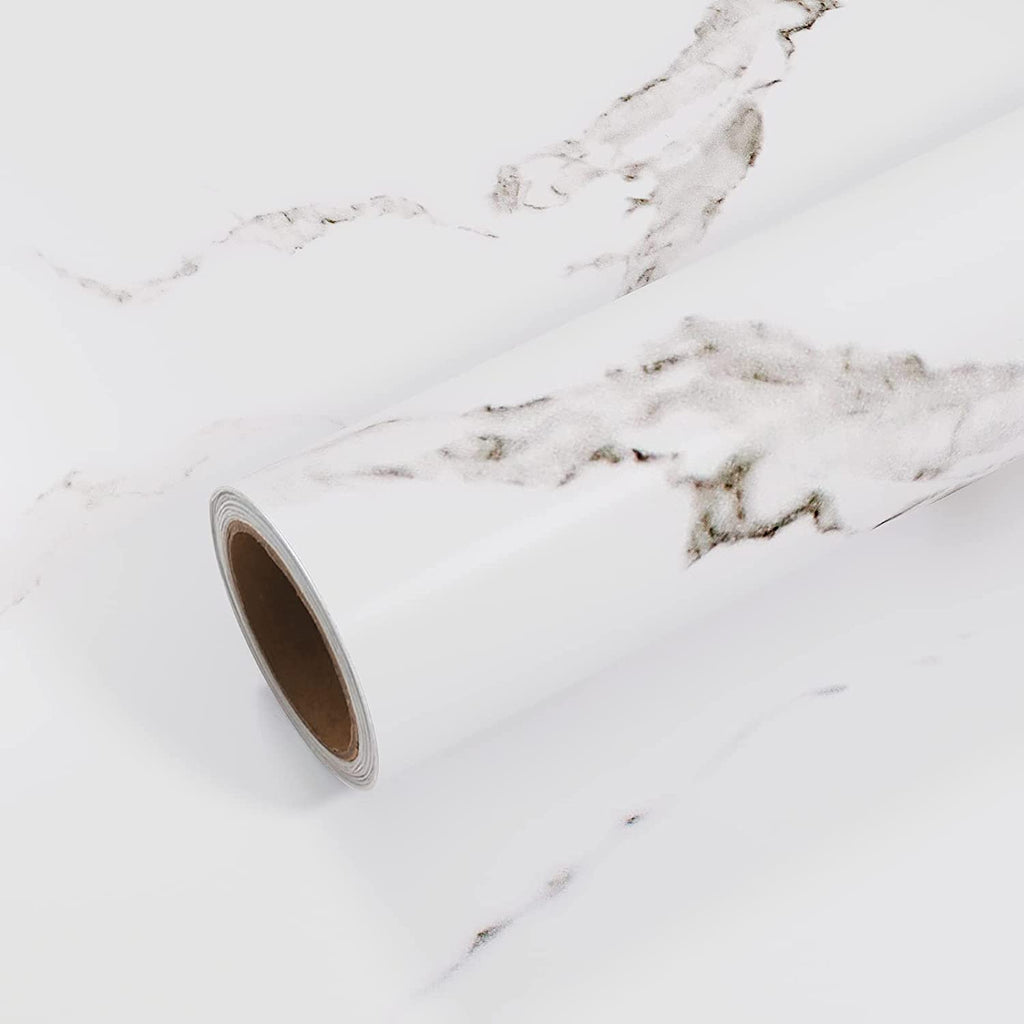 VEELIKE Thickened Matte White Marble Contact Paper