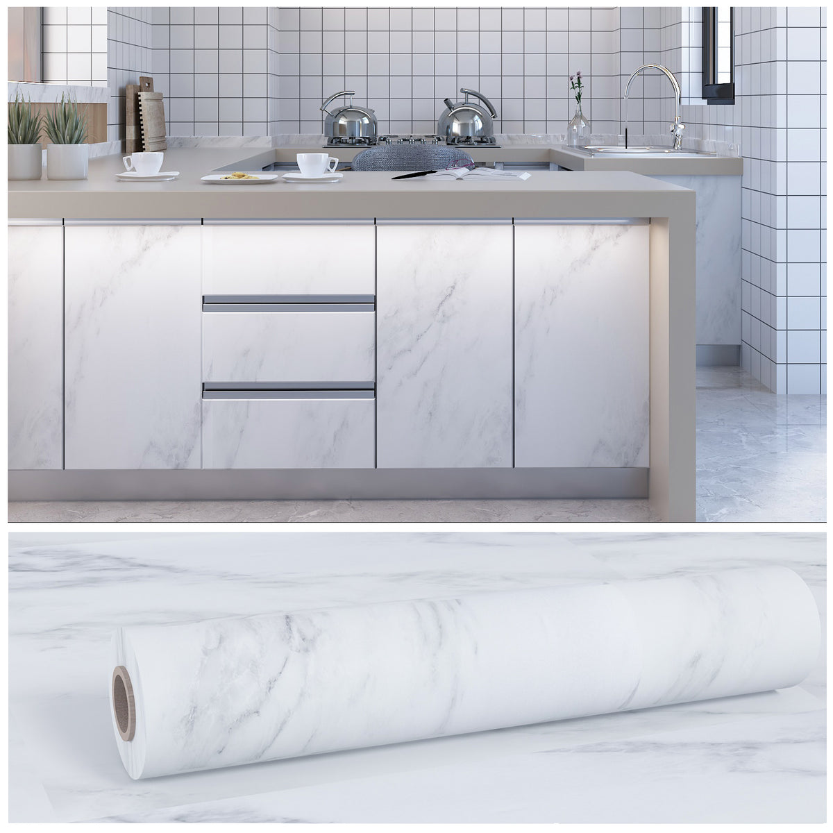 VEELIKE Grey White Marble Contact Paper Extra Thick – Veelike