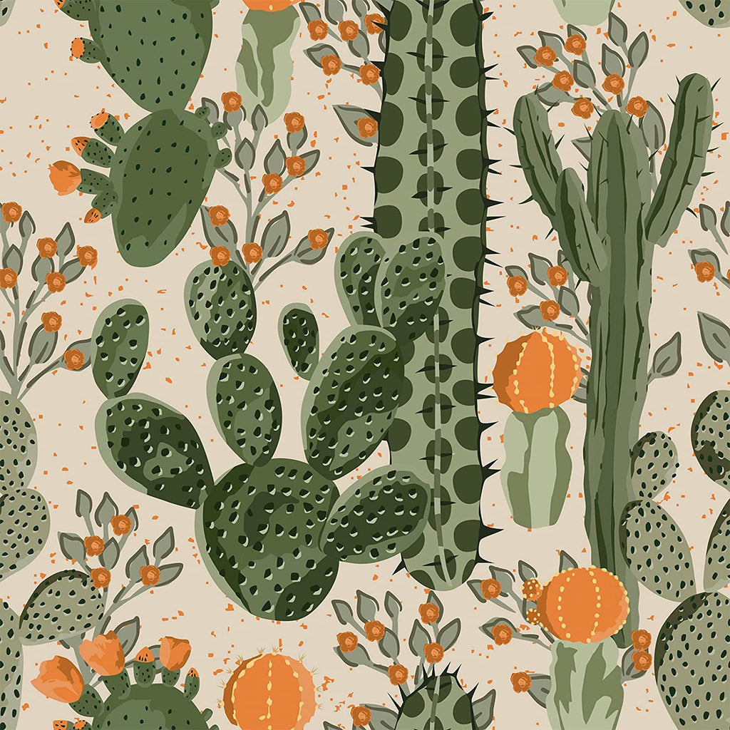 VEELIKE Desert Cactus Wallpaper