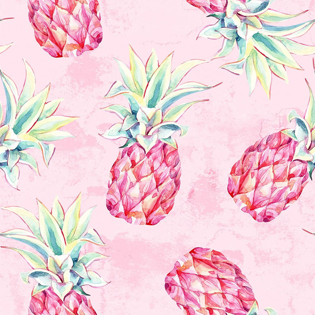 VEELIKE Watercolor Bold Pink Pineapple Wallpaper