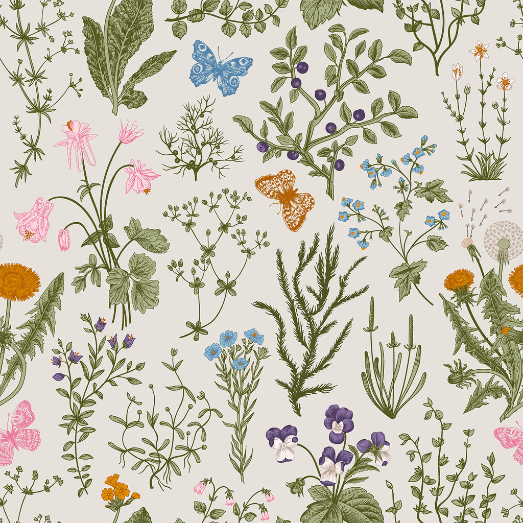 VEELIKE Botanical Herbs Floral Wallpaper