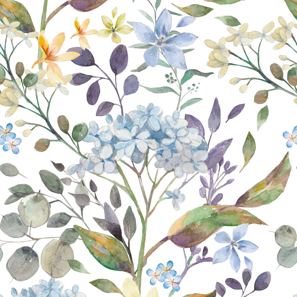 VEELIKE Blue Hydrangea Floral Peel and Stick Wallpaper