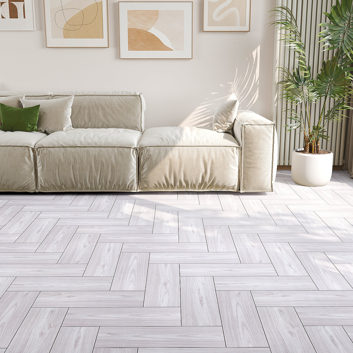 VEELIKE Coastal White Wood Vinyl Plank Flooring 6''x36'' Veelike