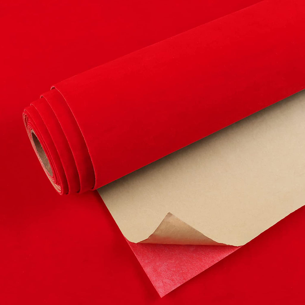 VEELIKE Self Adhesive Bright Red Velvet Flock Contact Paper