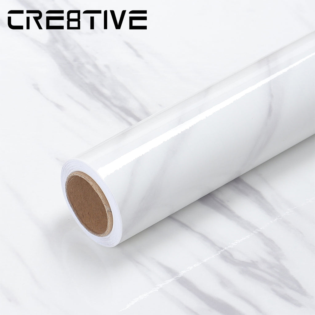 CRE8TIVE White Marble Wallpaper Wall Sticker 60cm×3m