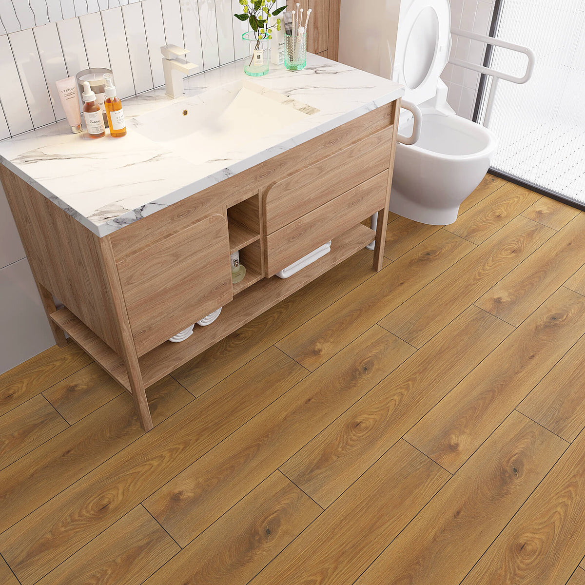 VEELIKE Natural Brown Wood Vinyl Plank Flooring 6''x36'' Veelike