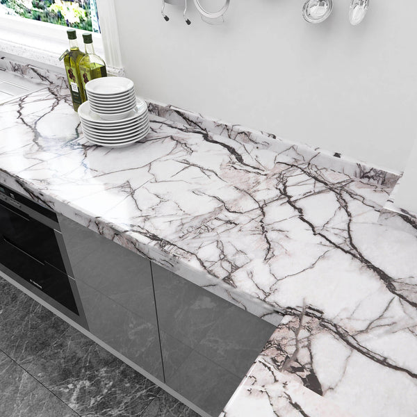 VEELIKE Gray White Marble Contact Paper