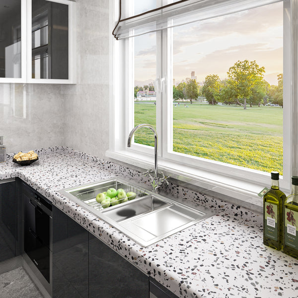 VEELIKE White Terrazzo Contact Paper