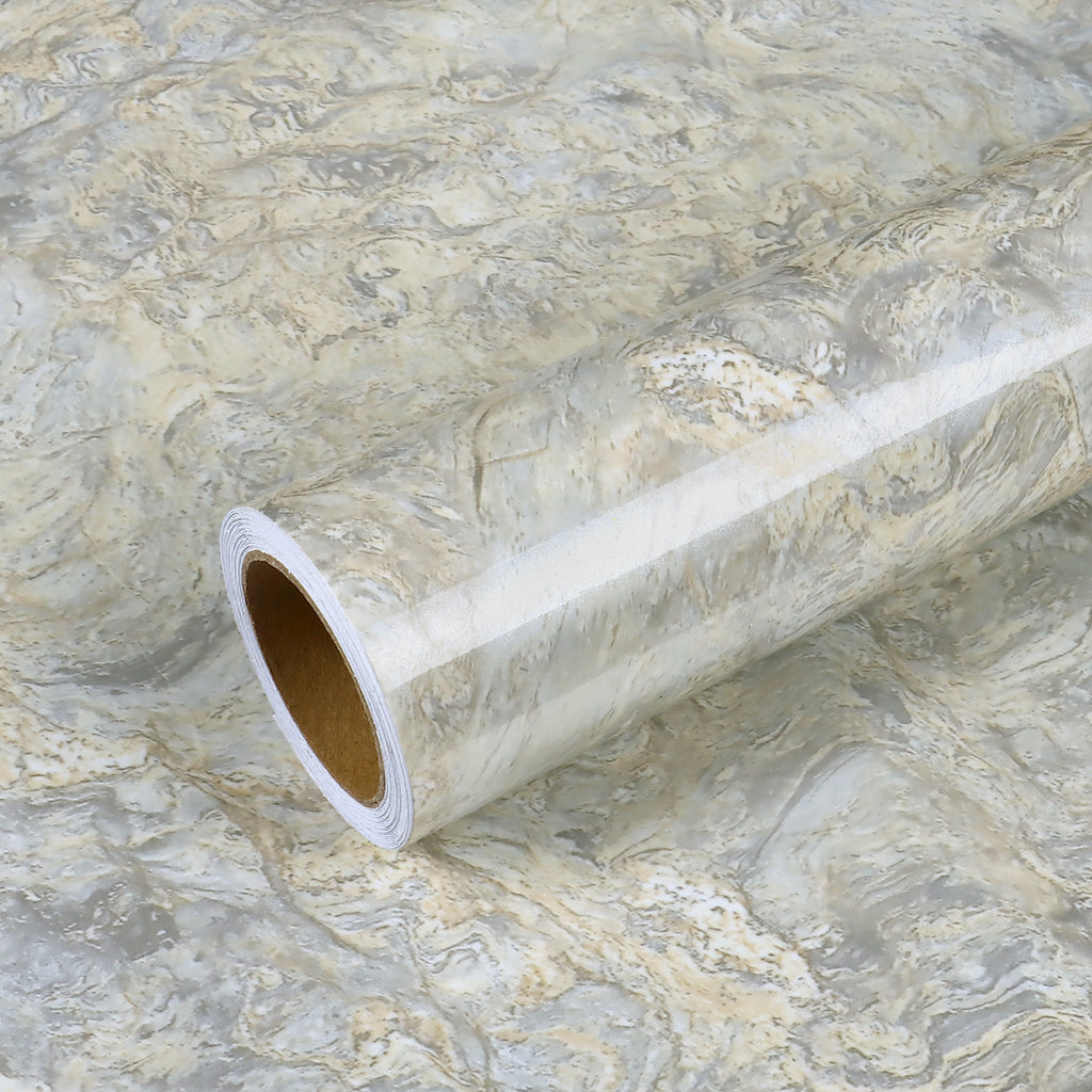 VEELIKE Cream Grey Marble Contact Paper