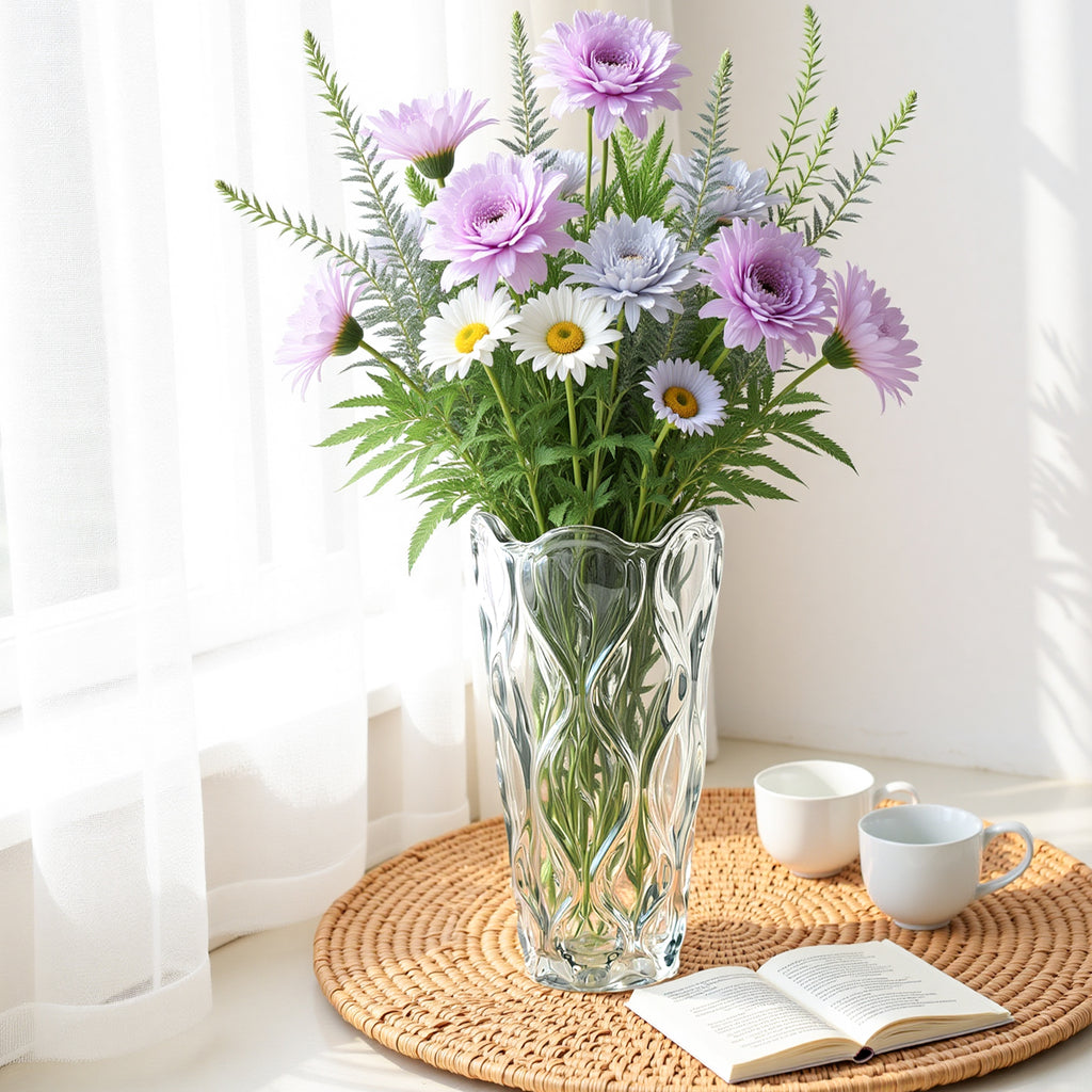 GarDream Heavy Thick Transparent Glass Vase, 9.5 Inch Tall