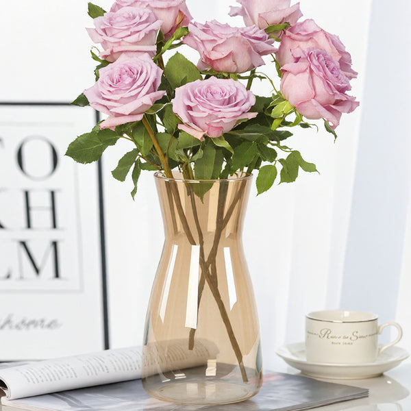 GarDream Amber Glass Flower Vase, 8 Inch Tall