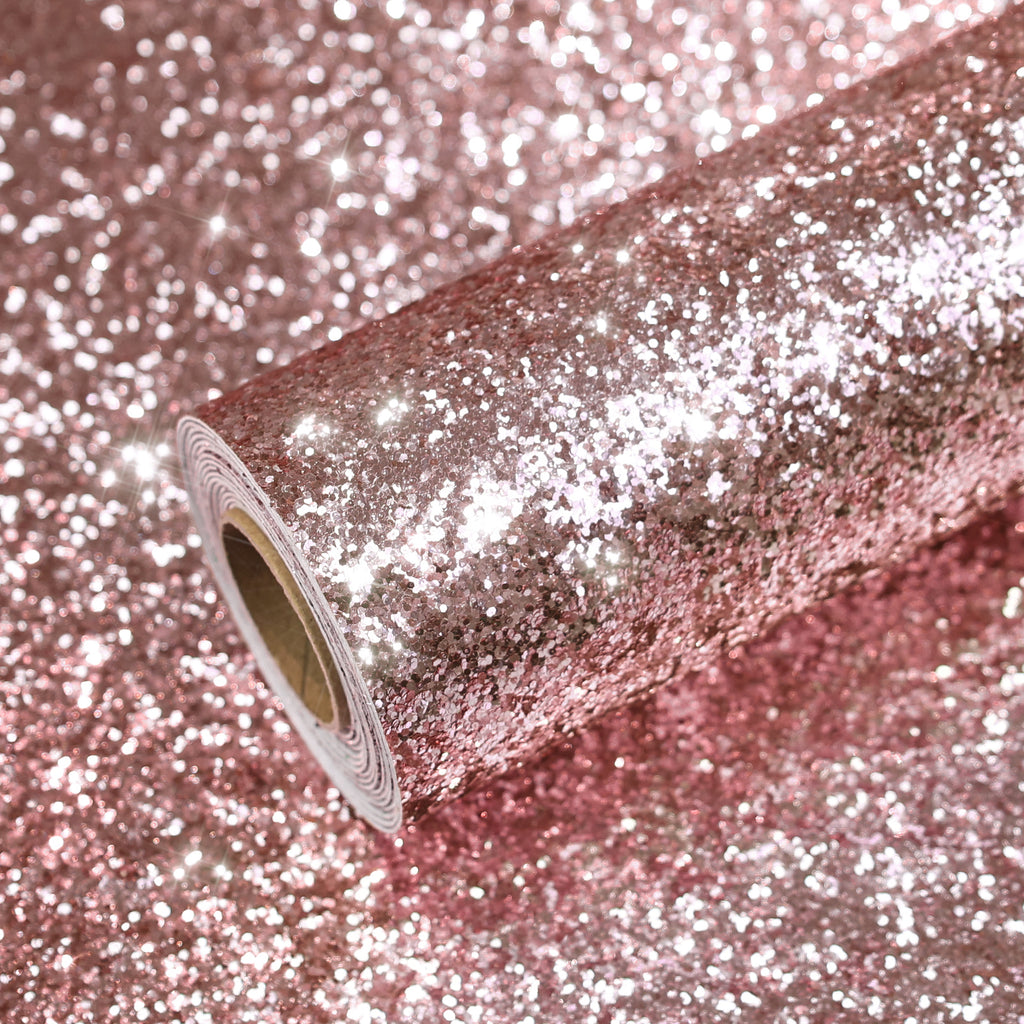 VEELIKE Thick Pink Chunky Glitter Wallpaper