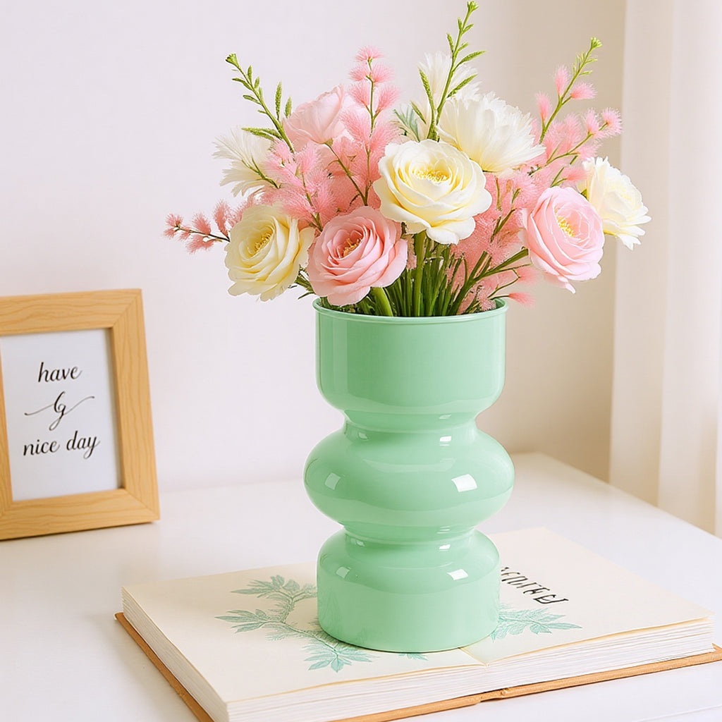 GarDream Mint Green Glass Vase, 7 Inch Tall