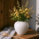 GarDream Rustic Matte White Ceramic Round Vase, 7.48 Inch Tall