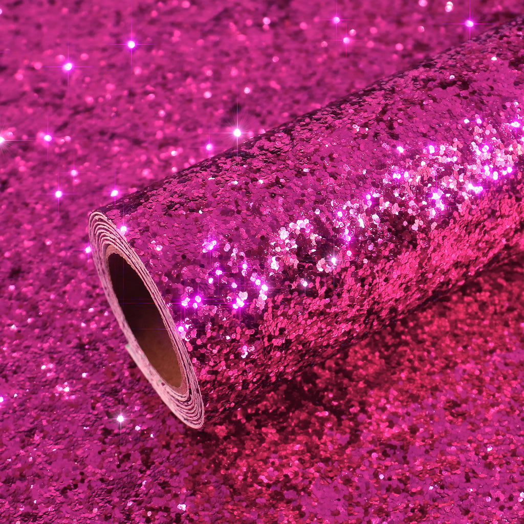 VEELIKE Hot Pink Chunky Glitter Wallpaper