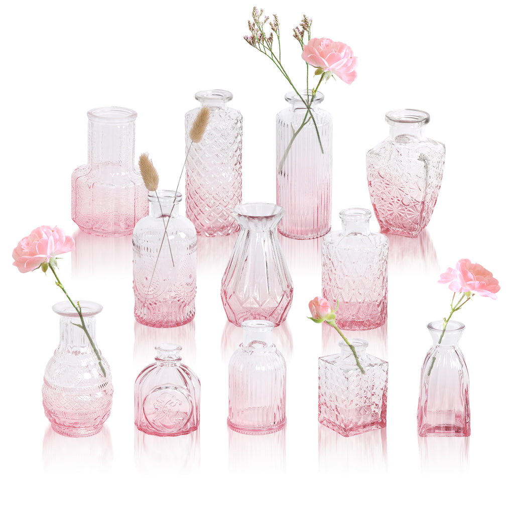 GarDream Pink Ombré Small Glass Bud Vases