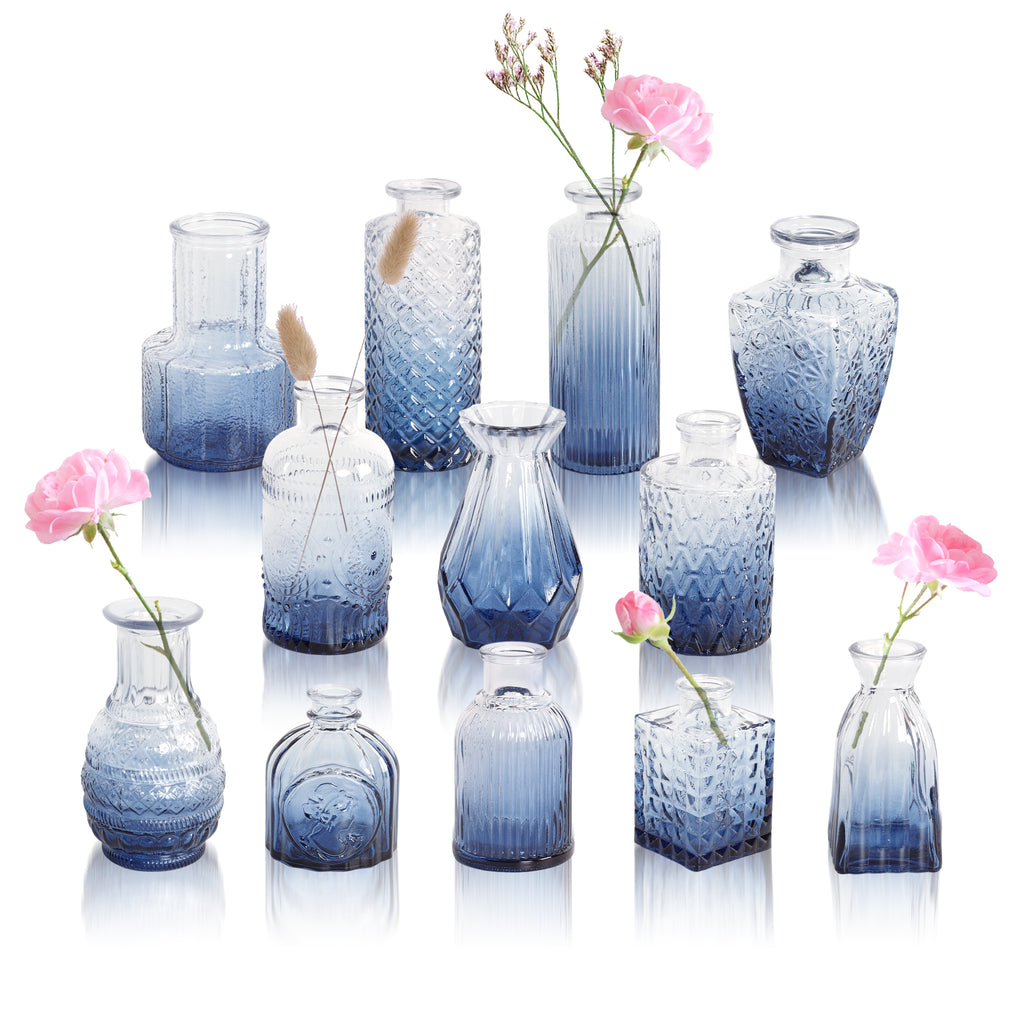 GarDream Gradient Coastal Blue Small Glass Bud Vases