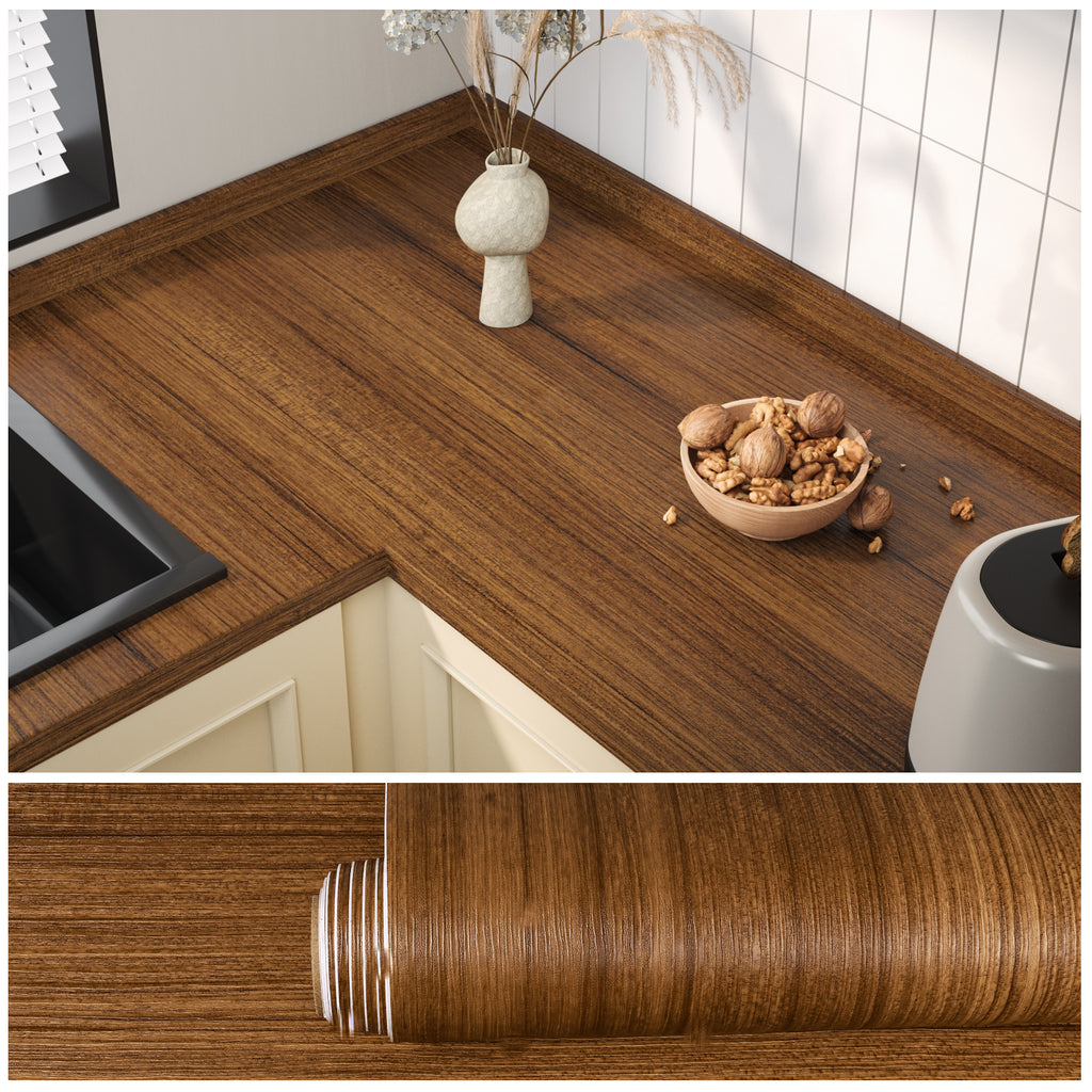 VEELIKE Brown Wood Grain Wallpaper