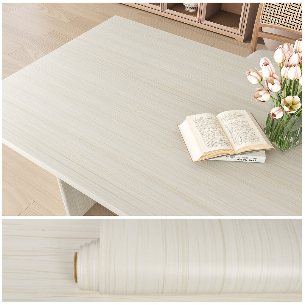 VEELIKE Cream White Wood Contact Paper
