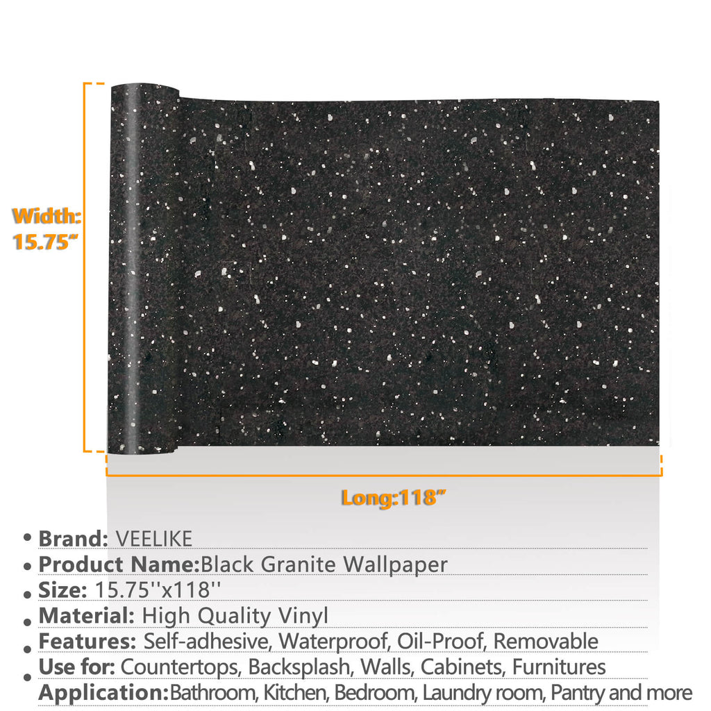 Ez Faux Decor Kitchen Countertop White Black & Gray Granite Self Adhesive  Laminate Vinyl Contact Paper Update Upgrade and Renovate 