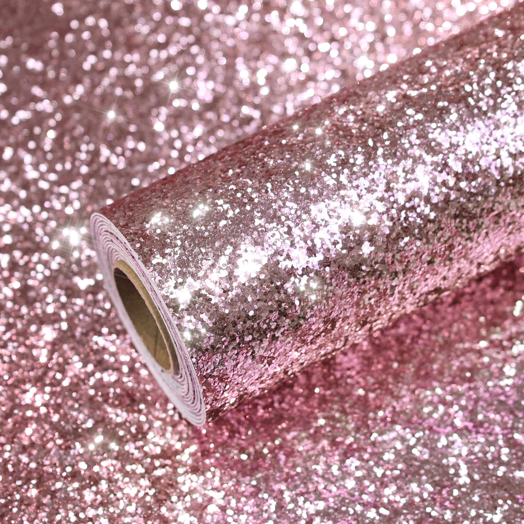 VEELIKE Mauve Pink Chunky Glitter Wallpaper