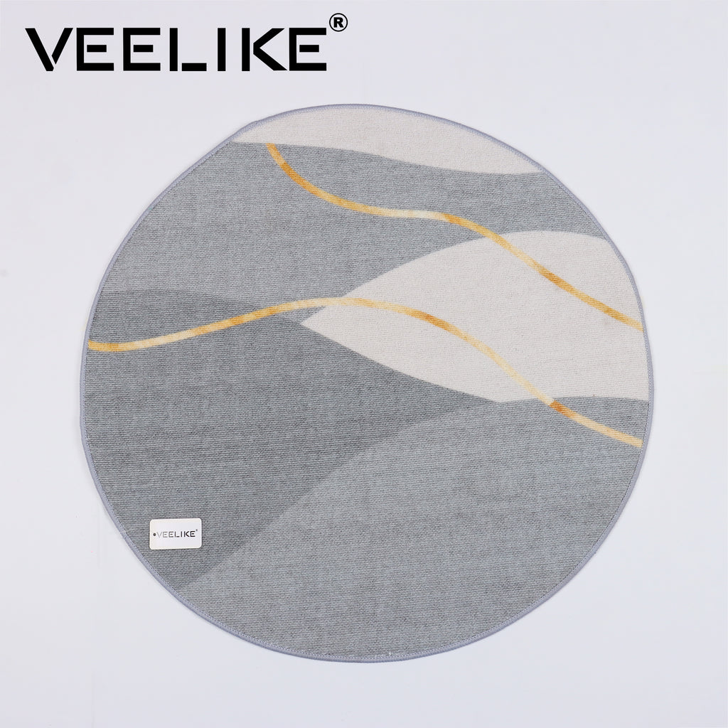 VEELIKE Grey Round Carpet for Bedroom