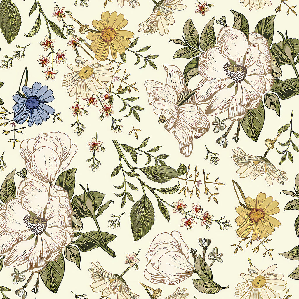 VEELIKE Vintage Daisy Floral Wallpaper