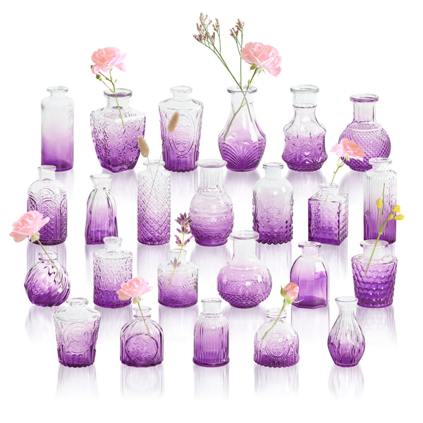GarDream Amethyst Purple Ombré Small Glass Bud Vases
