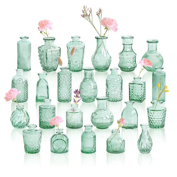 GarDream Aqua Green Small Glass Bud Vases