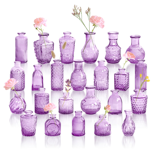 GarDream Violet Purple Small Glass Bud Vases