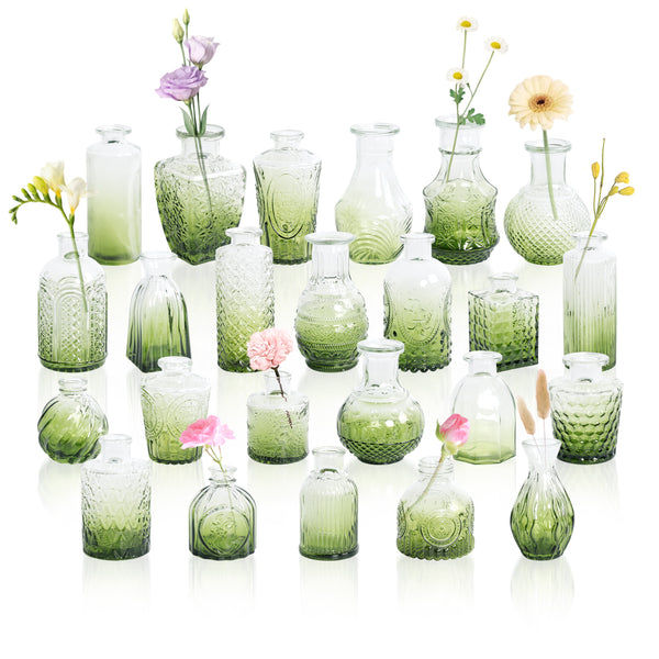 GarDream Gradient Olive Green Small Glass Bud Vases