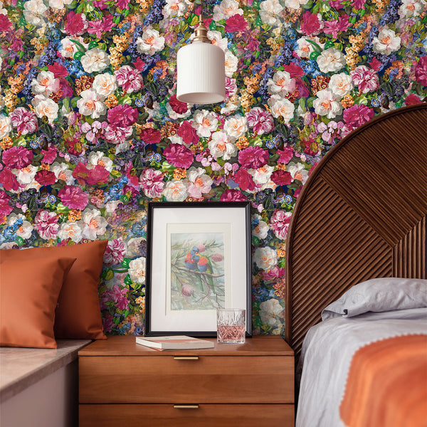 VEELIKE Retro Oil Painting Flower Wallpaper