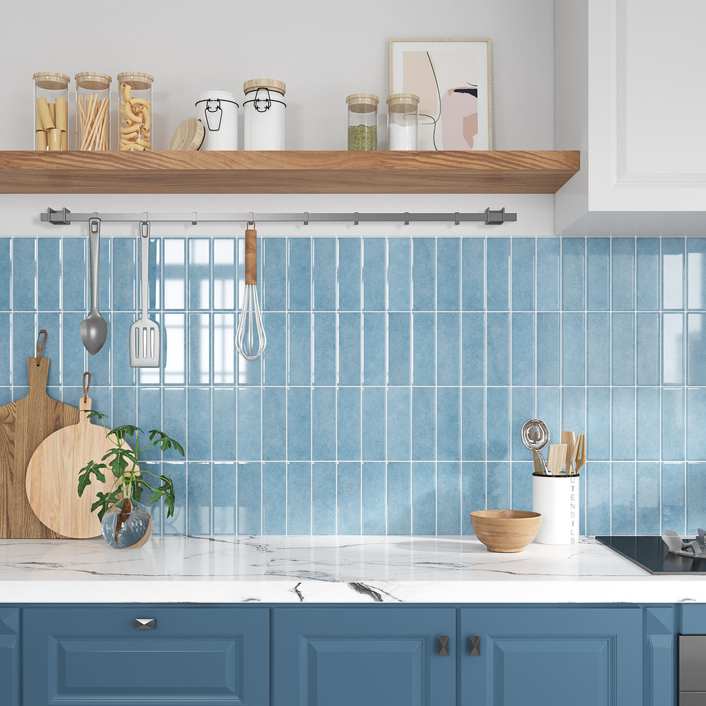 VEELIKE Coastal Blue Straight Linear Backsplash Tiles – Veelike