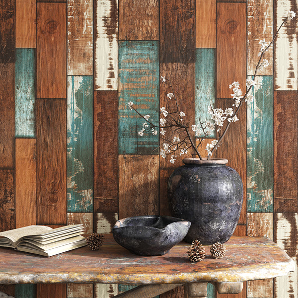 VEELIKE Aged Weathered Shiplap Wallpaper