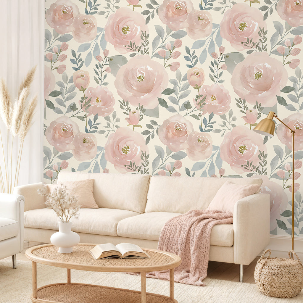 VEELIKE Soft Pastel Pink Peony Wallpaper – Veelike
