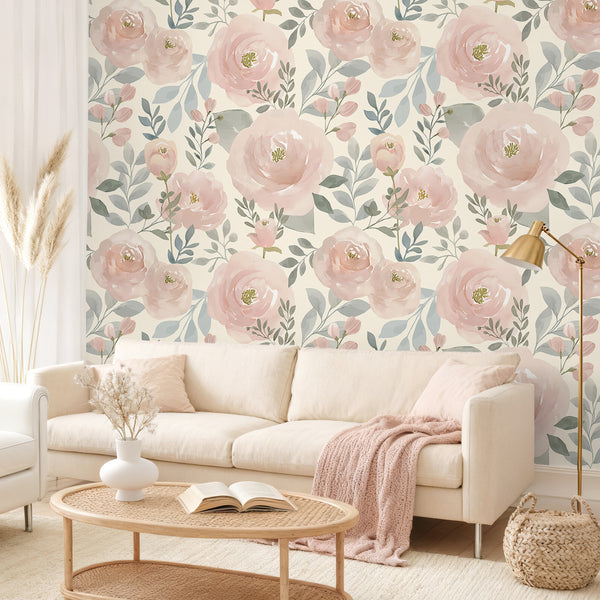 VEELIKE Soft Pastel Pink Peony Wallpaper